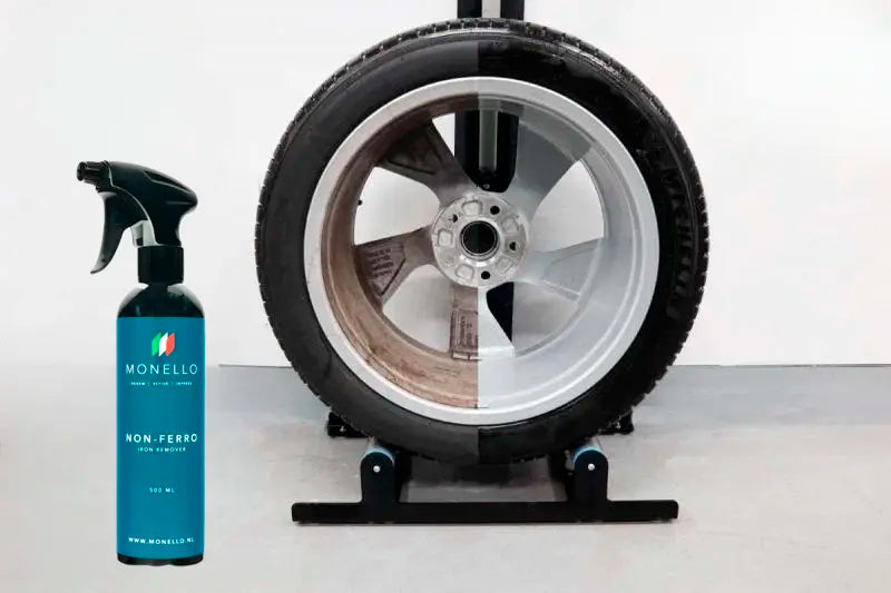 pH Neutral Fælgrens Med Farveskift Monello Non-Ferro, i brug før og efter
