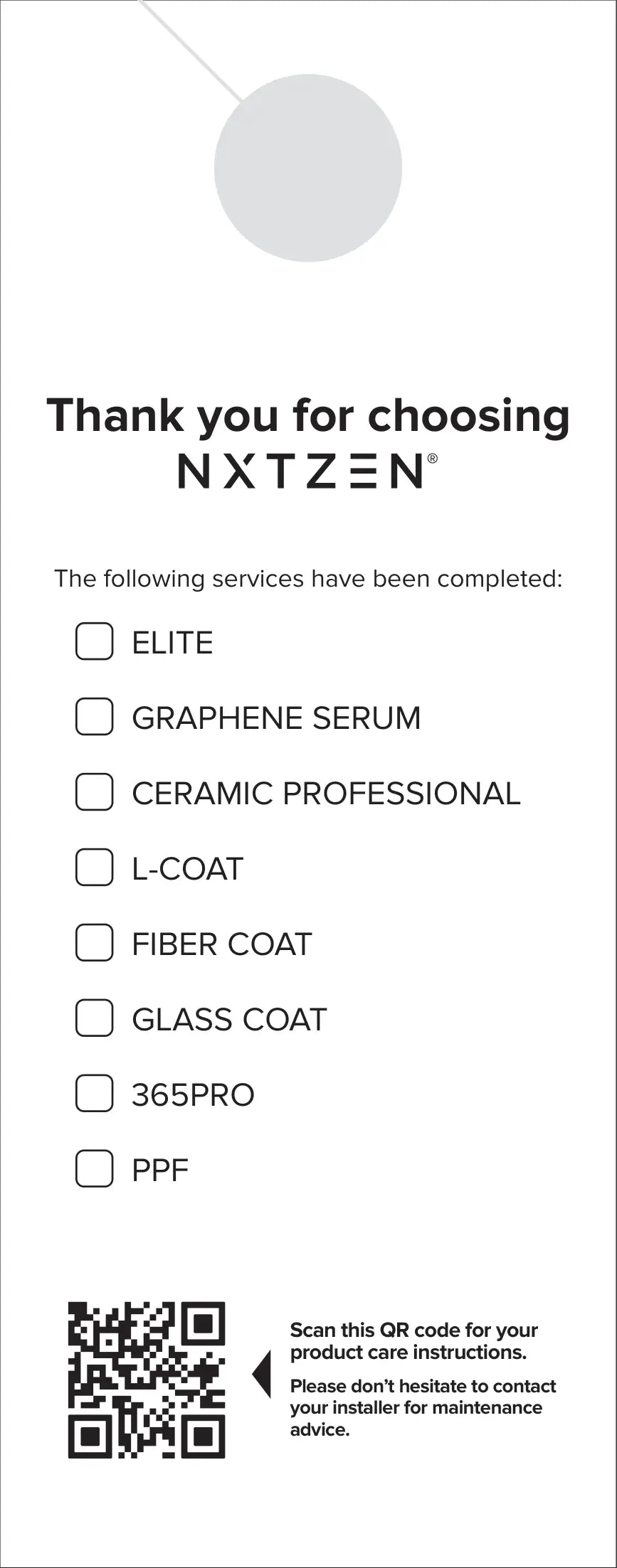 NXTZEN Hang Tag