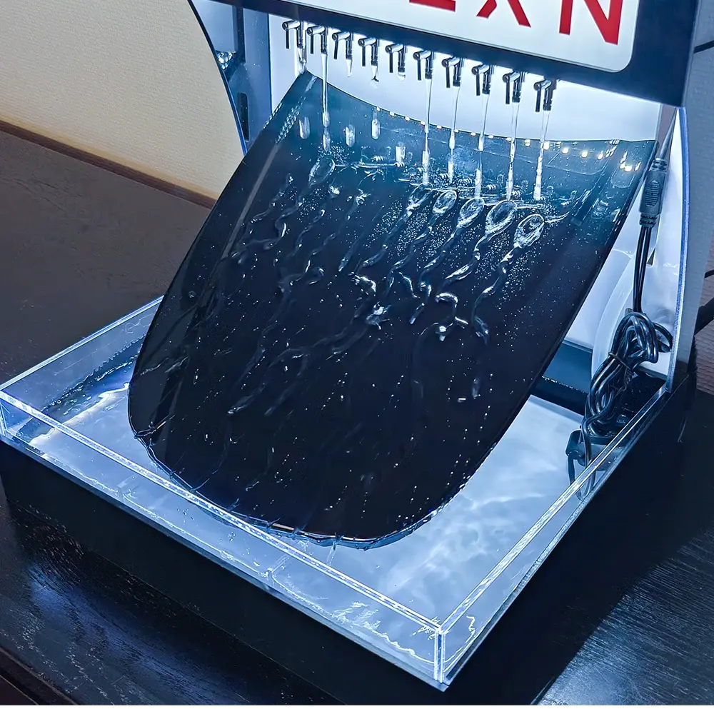 NXTZEN Hydrofobisk tester med kølerhjelm set oppe fra